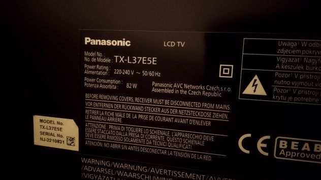 Vendo TV Panasonic Viera TX-L37E5E 37 Pollici