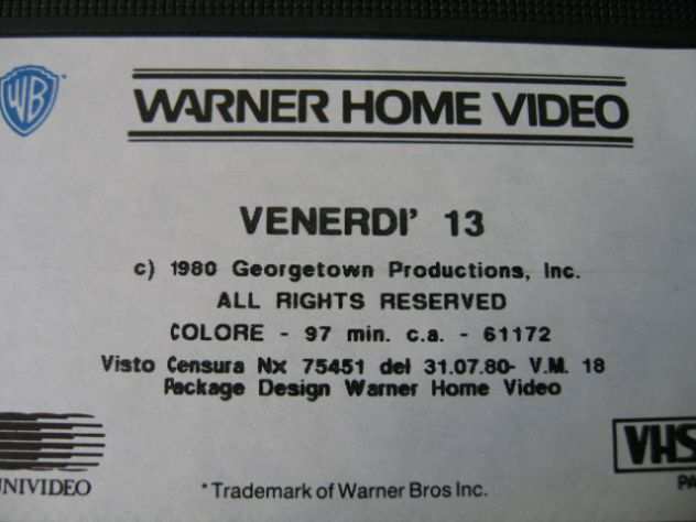 Venerdigrave 13 1980 VHS Gli Scudi VM 18