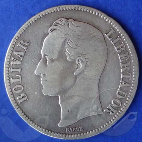 VENEZUELA 1936 Moneta 5 Bolivares Argento