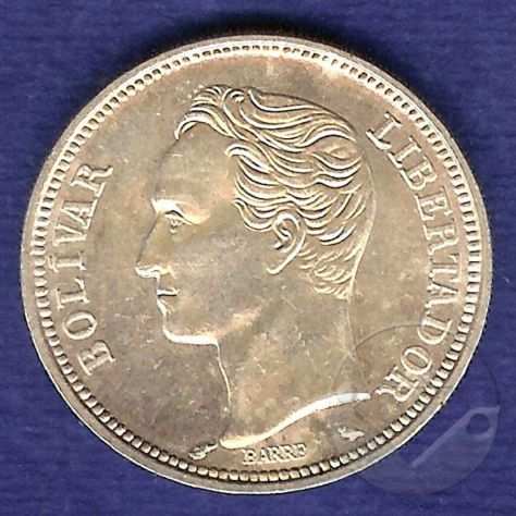 VENEZUELA 1965 Moneta 2 Bolivar Argento