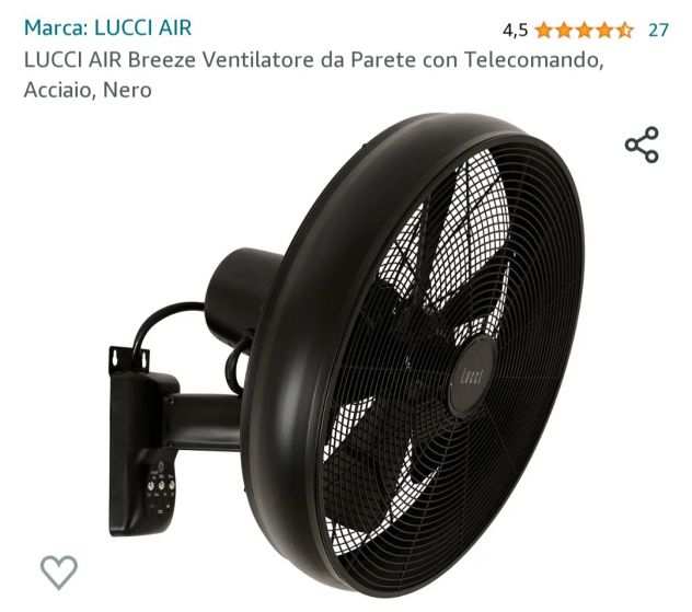 Ventilatore da parete della Lucci Airfusion Breeze, nuovo inscatolato, di colore