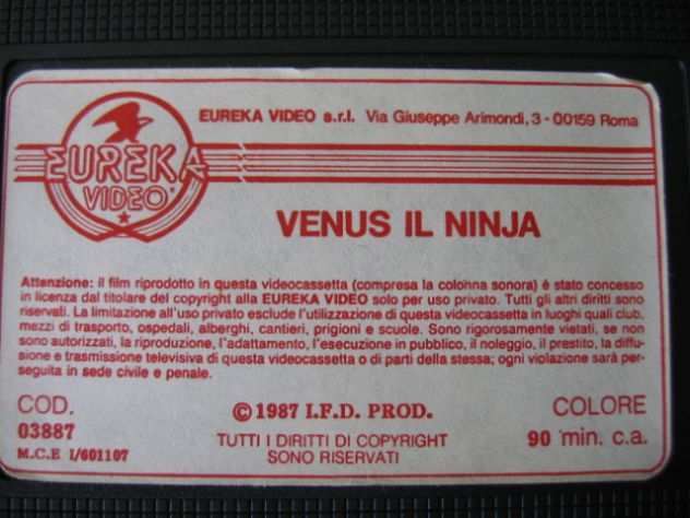 VENUS IL NINJA 1987 VHS