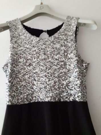 Vestito con paillettes argento-nero veste S-M