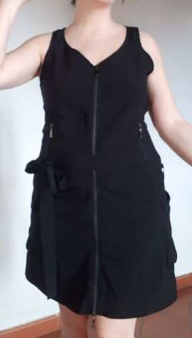 vestito sportivo nero casual donna woman dress mini abito cerniera corto tubino