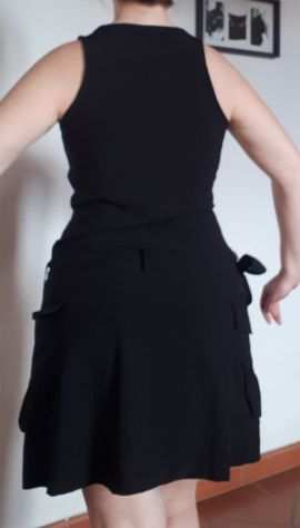 vestito sportivo nero casual donna woman dress mini abito cerniera corto tubino