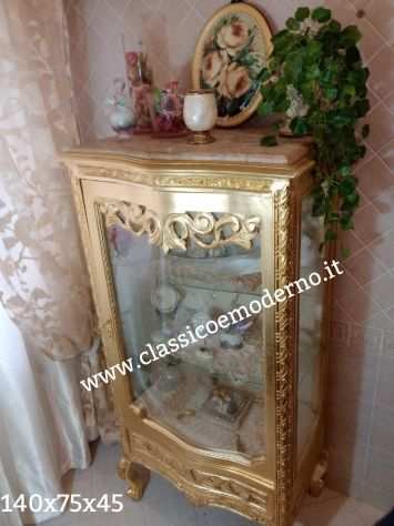 Vetrina foglia oro stile barocco marmo legno con spedizione
