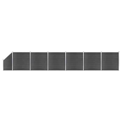 vidaXL Fence segment set, black, 1138x(105-186)cm, WPC(SKU3053207)