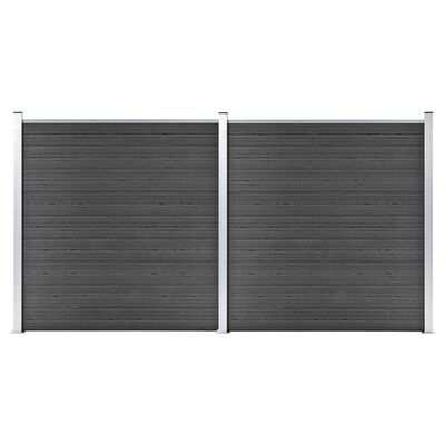 vidaXL Fence segment set, black color, 353x186cm, WPC(SKU3053207)
