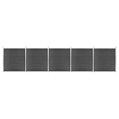 vidaXL Fence segment set, black color, 872x186cm, WPC(SKU3053207)