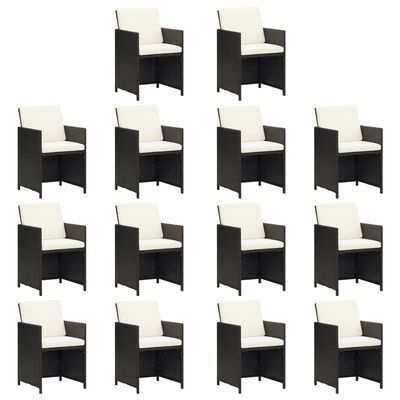 vidaXL Garden set with cushions, 15 pieces, black, polyratane(SKU46430)