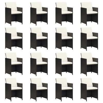 vidaXL Garden set with cushions, 17 pieces, black, polyratane(SKU46430)