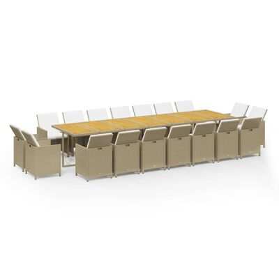 vidaXL Garden set with cushions, 19 pieces, beige, polyratane(SKU46430)