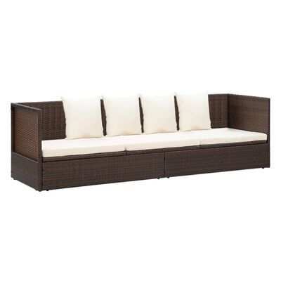 vidaXL Garden sofa with cushions and pillows, brown, polyratane