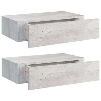 vidaXL Shelves with drawers, 2pcs., concrete gray, 40x23,5x10cm, MDF