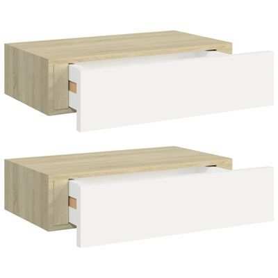 vidaXL Shelves with drawers, 2pcs., oakwhite, 40x23,5x10cm, MDF