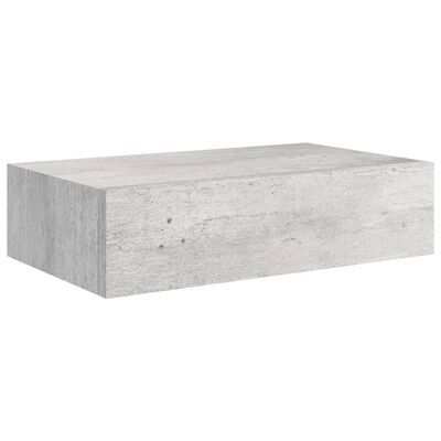 vidaXL Wall shelf with drawer, concrete gray, 40x23,5x10cm, MDF