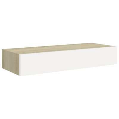 vidaXL Wall shelf with drawer, oakwhite, 60x23,5x10cm, MDF