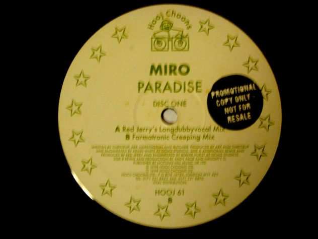 Vinile 12rdquo EP originale promo del 1998-Miro-Paradise-Disc one