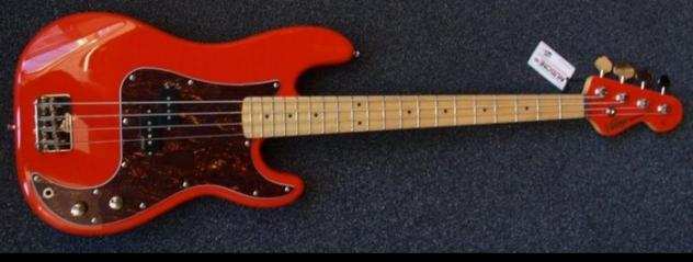 VINTAGE - V4 Reissued Maple Fingerboard  Firenza Red with matching headstock - - Chitarra basso elettrica
