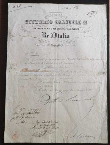 Vittorio Emanuele II - Royal autograph decree - 1873
