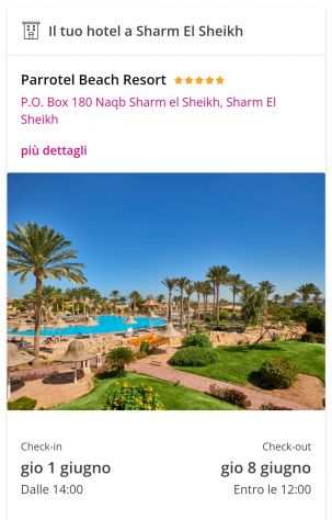 Volo  hotel sharm URGENTE ed OCCASIONE