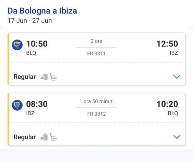Volo Ibiza 17-27 Giugno 2023
