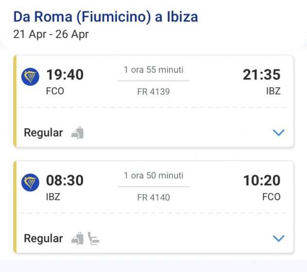 volo Roma Ibiza ar 250euro