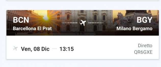 Volo Ryanair Barcelona - Bergamo BGY