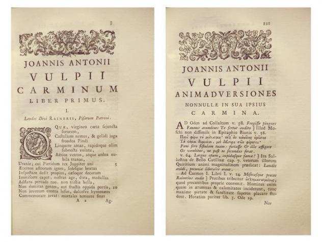 Volpi Giovanni Antonio - Lotto di Opere settecentesche di Giovanni Antonio Volpi tutte edite da Giuseppe Comino. - 1737-1742