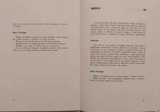 V.SINCOVICH ERBE E SALUTE Piante Ed.ADV Firenze, 1973 CollanaManuali Vita Salut