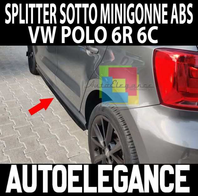 VW POLO 6R 6C FLAPS SOTTO MINIGONNE LATERALI ABS NERO LUCIDO LAME SPLITTER .-