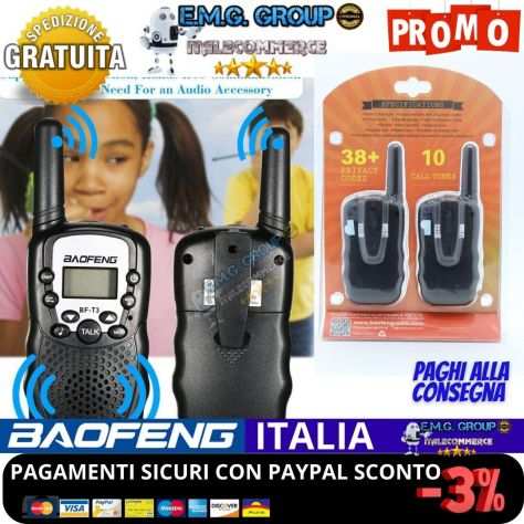 WALKIE TALKIE RADIO BF-T3 RADIOTRASMITTENTI 2 PEZZI RICEZIONE 3KM 2W 3.7V