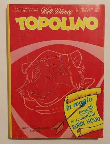 Walt Disney Topolino n.1012 a colori Ed.Arnoldo Mondadori, 20 Aprile 1975