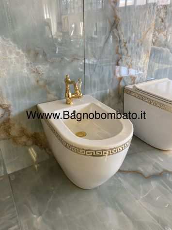 Wc bidegrave con greca oro zecchino Made in Italy con