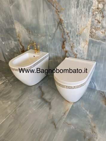 Wc bidegrave con greca oro zecchino Made in Italy con