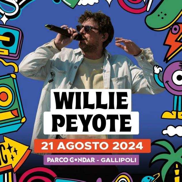 Willie Peyote - Parco Gondar 2024 - il 21 agosto 2024 - partenza da TARANTO