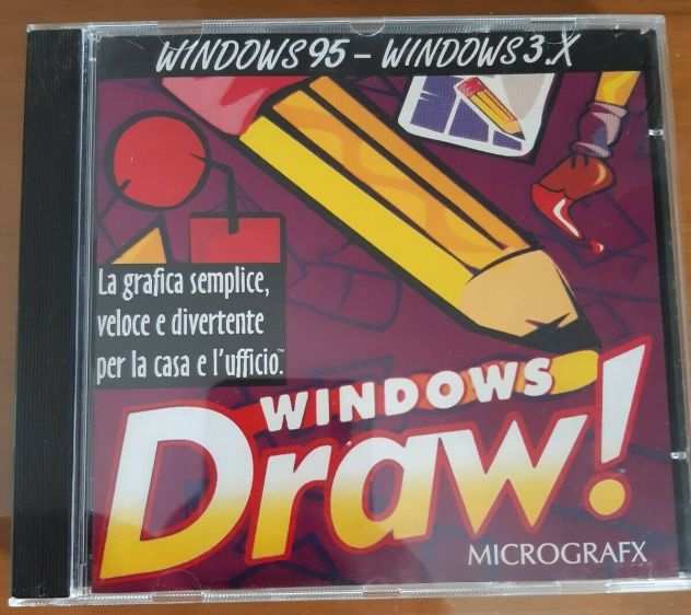 WINDOWS DRAW per windows 95 e windows 3.X Nuovo mai usato.