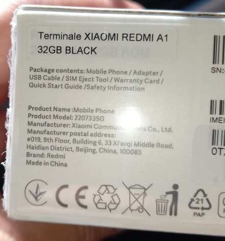 Xiaomi redmi 1A imballato 32gb