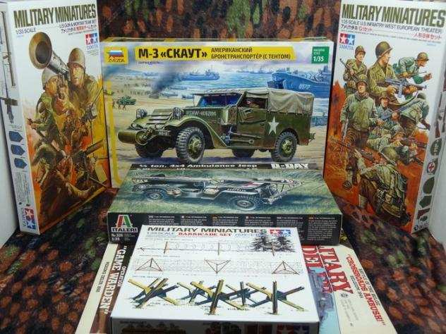 Zvezda  Italeri  Tamiya - Giocattolo Lotto nuovo Normandia 1944 con 2 veicoli militari  totali 16 figurini  accessori  rivista - 1940-1950 - Gi